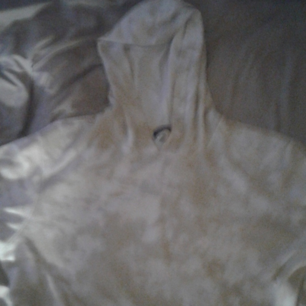 White / Beige Spotted Hooded Sweatshirt.
